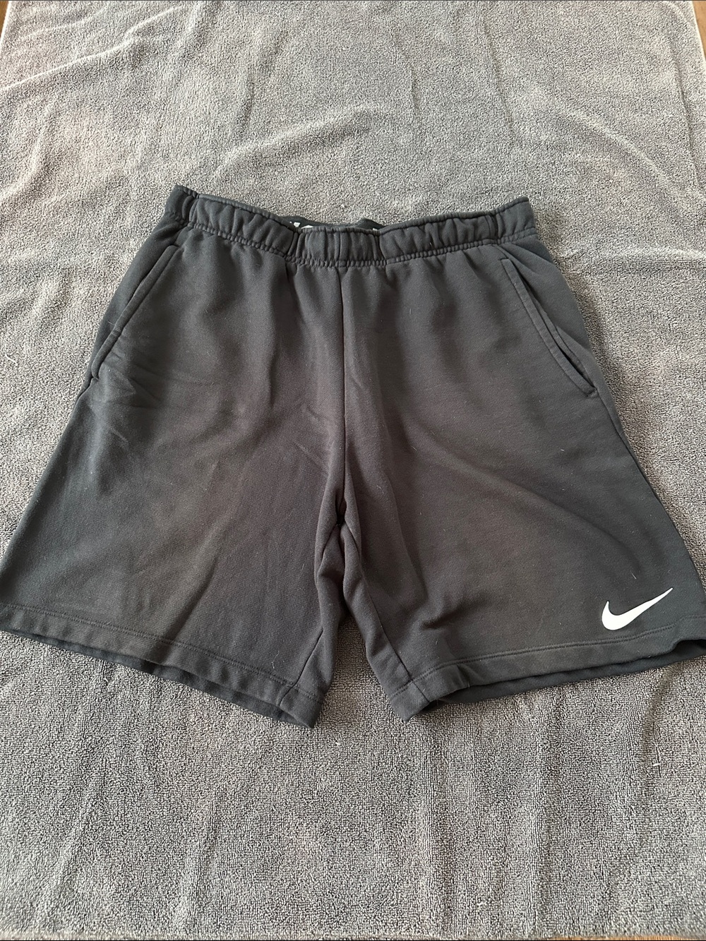 Nike Men’s Black Athletic Shorts with White Swoosh